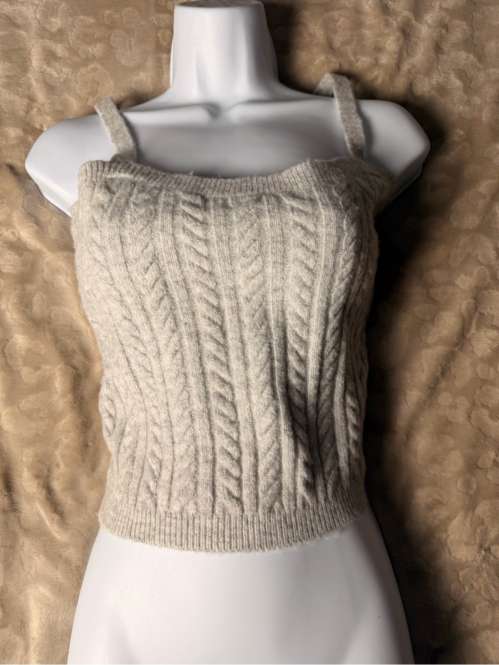 Express Light Gray Cable Knit Crop Tank